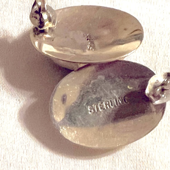Earrings-Sterling silver post with stone. - Picture 2 of 2